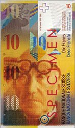 Le Corbusier Porträt von Le Corbusier auf der Schweizer Zehn-Franken-Banknote
