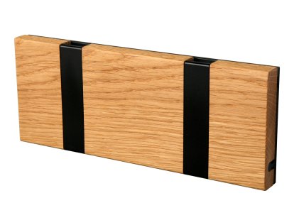 Knax, 2 Haken, schwarz, Eiche geölt