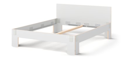 Tagedieb Bett, 180 x 200 cm, Mit Kopfteil, FU (Sperrholz, Birke) weiß, Lichtgrau, Ohne Lattenrost