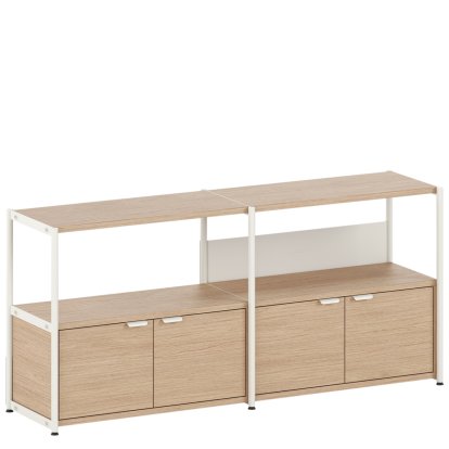 Unit Sideboard Holz, 2 x Doppeltür, Eiche / Creme weiß