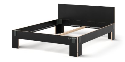 Tagedieb Bett, 180 x 200 cm, Mit Kopfteil, FU (Sperrholz, Birke) schwarz, Anthrazitgrau, Ohne Lattenrost