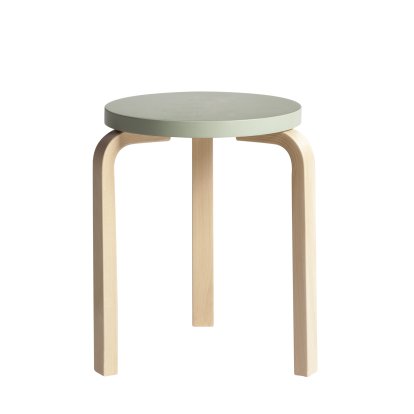 Hocker 60, Sitz lackiert grün, Beine Birke klar lackiert