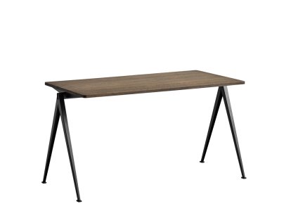 Pyramid Tisch 01, L 140 x B 65 x H 74 cm, Eiche geräuchert, Stahl pulverbeschichtet schwarz