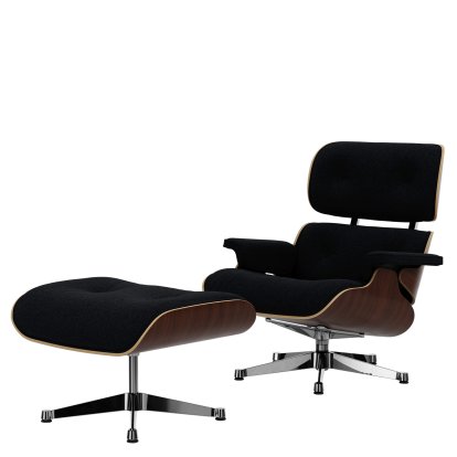 Eames Lounge Chair & Ottoman Nubia, Anthrazit schwarz / Nussbaum, dunkel