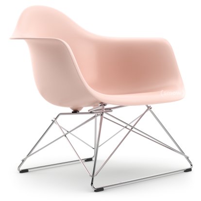 Eames Plastic Armchair LAR, Zartrosé, Ohne Polsterung, Verchromt