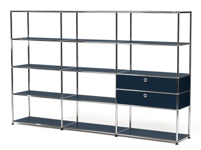 USM Haller Wohnzimmer Regal XL Typ 2, Stahlblau RAL 5011