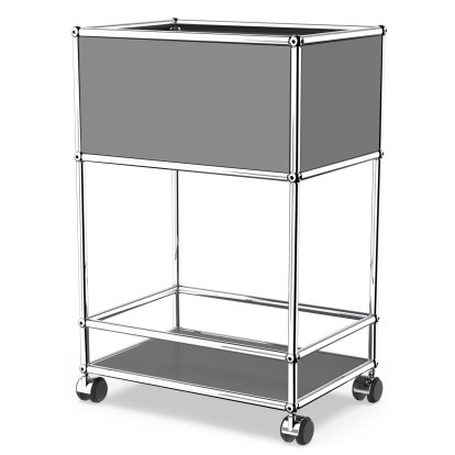 USM Haller Bar Sideboard Typ 2, Mittelgrau RAL 7005, Harte Rollen für Teppichboden