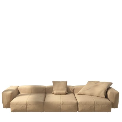 Vetsak Sofa Set 5, Leather - Beige, Mit Kissen