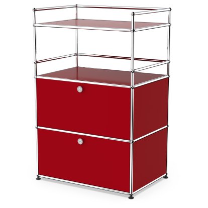USM Haller Bar Highboard, USM rubinrot, Mit 2 Klappen