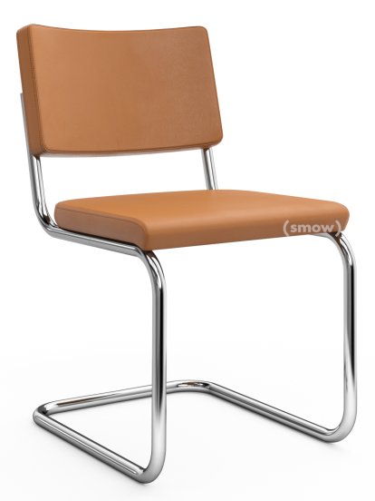 S 32 PV Pure Materials Freischwinger, Nappaleder cognac, Verchromt, Ohne Gleiter