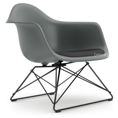 Eames Plastic Armchair LAR, Granitgrau, Sitzpolster dunkelgrau, Beschichtet basic dark