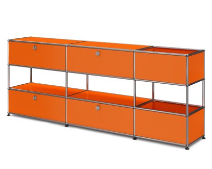USM Haller Kinder Sideboard L mit Aufbewahrungsboxen, Einfarbig, Reinorange RAL 2004, Mit Klappen