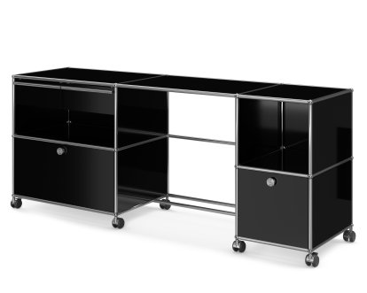 USM Haller Schreibtisch Typ 3, Graphitschwarz RAL 9011, Hart für Teppichboden
