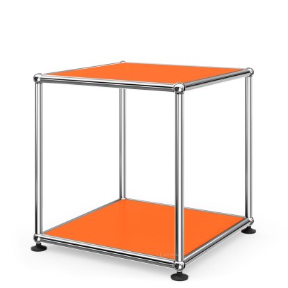 USM Haller Beistelltisch 35, Oben und unten Metall, Reinorange RAL 2004