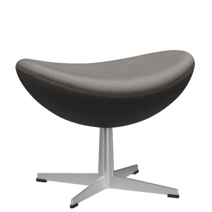 Egg Fußhocker, Leder Essential, Lava, Satingebürstetes Aluminium