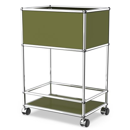 USM Haller Bar Sideboard Typ 2, Olivgrün RAL 6003, Weiche Rollen für harte Böden