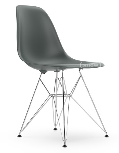 Eames Plastic Side Chair DSR, Granitgrau, Ohne Polsterung, Ohne Polsterung, Standardhöhe - 43 cm, Verchromt