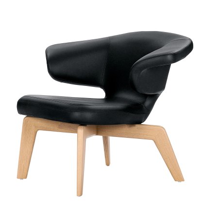 Munich Loungesessel, Classic Leder schwarz, Eiche natur