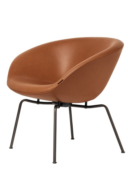 Pot Loungesessel, Dunkelbraun pulverbeschichtet, Leder Grace, Walnut