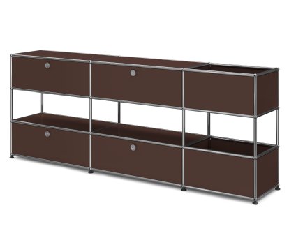 USM Haller Kinder Sideboard L mit Aufbewahrungsboxen, Einfarbig, USM braun, Mit Klappen