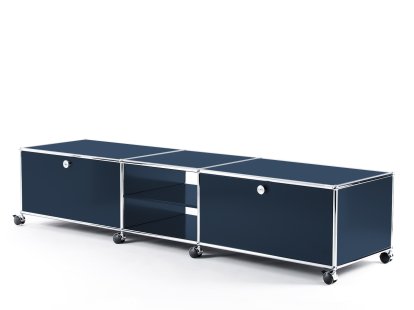 USM Haller TV-Lowboard XL auf Rollen, Stahlblau RAL 5011