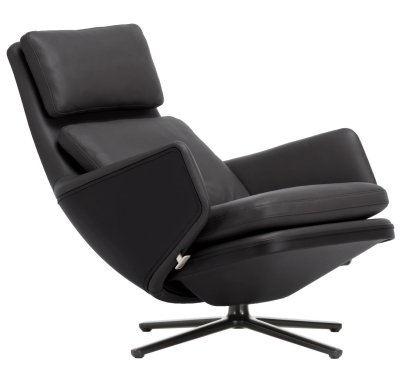 Grand Relax Loungesessel, Ohne Ottoman, Leder Premium F, nero, Basic dark, 41,5 cm