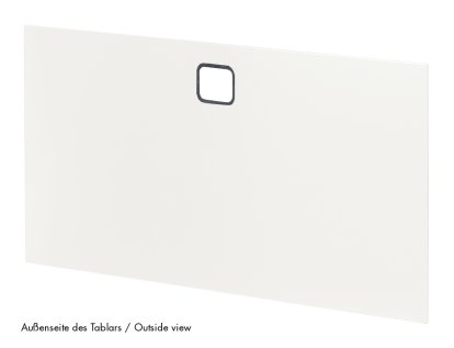 USM Haller Tablar mit Kabeldurchlass, 75 x 35 cm, Reinweiß RAL 9010, Oben mittig