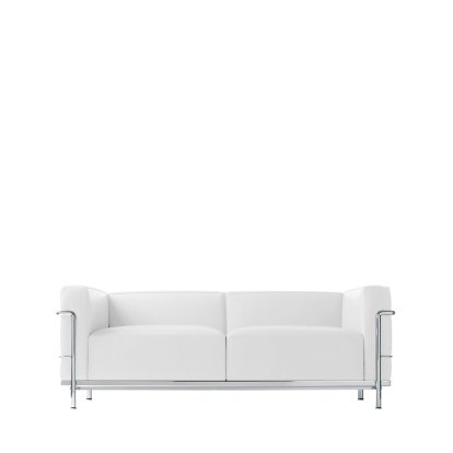 3 Fauteuil Grand Confort, grand modèle, deux places, verchromt, Leder Scozia, Weiß