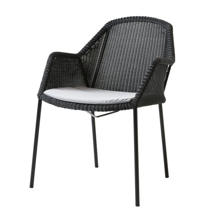 Breeze Stuhl, Black, Mit Sitzkissen, Natté - Light grey