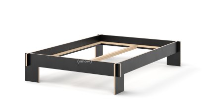 Siebenschläfer Bett, 140 x 200 cm, Ohne Kopfteil, Schwarz, Ohne Lattenrost