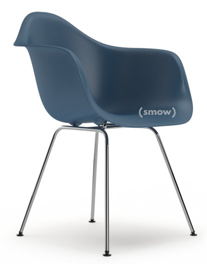 Eames Plastic Armchair DAX, Meerblau, Ohne Polsterung, Ohne Polsterung, Standardhöhe - 43 cm, Verchromt