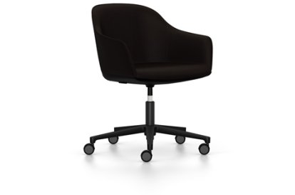Softshell Armchair auf Fünfsternfuß, Aluminium pulverbeschichtet basic dark, Plano, Braun, Weich für harte Böden