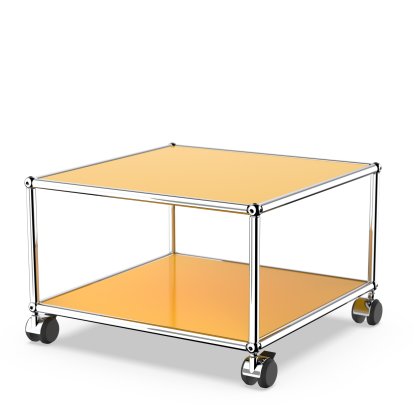 USM Haller Beistelltisch mit Rollen, Goldgelb RAL 1004, Weich für harte Böden