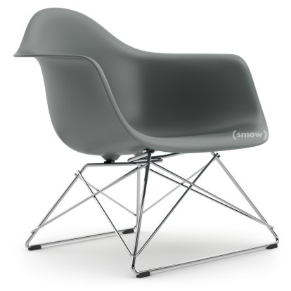 Eames Plastic Armchair LAR, Granitgrau, Ohne Polsterung, Verchromt