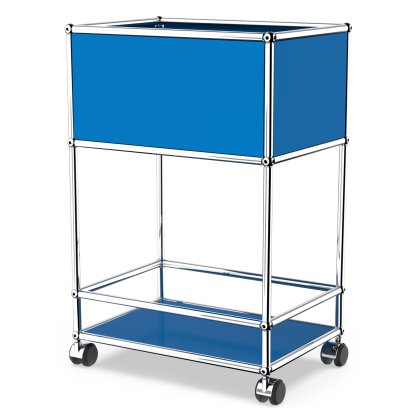 USM Haller Bar Sideboard Typ 2, Enzianblau RAL 5010, Harte Rollen für Teppichboden
