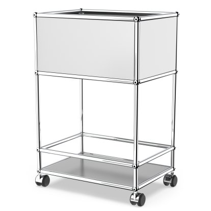 USM Haller Bar Sideboard Typ 2, USM mattsilber, Weiche Rollen für harte Böden