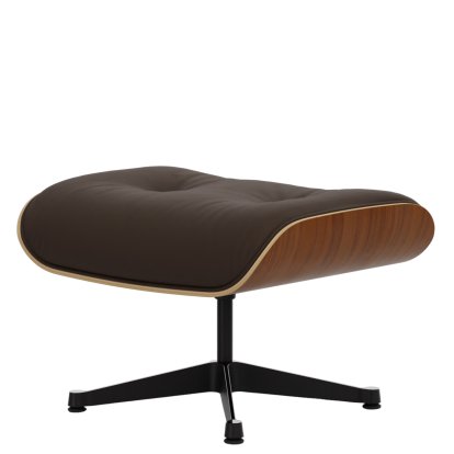 Eames Lounge Chair Ottoman, Nussbaum natur, Leder Premium F kastanie, Aluminium poliert, Seiten schwarz