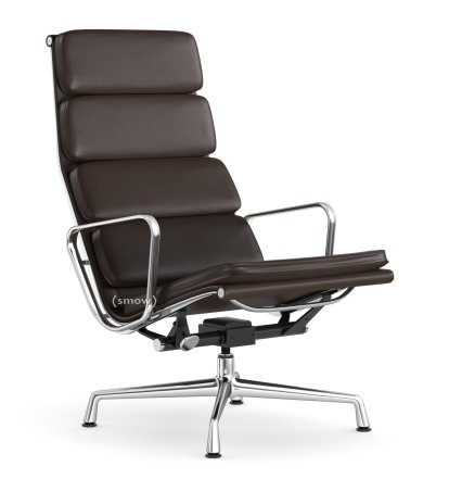 Soft Pad Chair EA 222, Untergestell verchromt, Leder Premium F kastanie, Plano braun