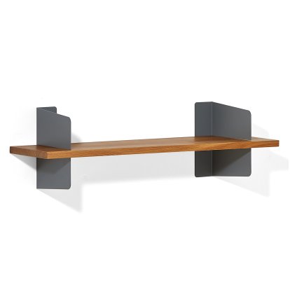Wandregal Atelier, Eiche geräuchert, seidenmatt lackiert, basaltgrau, Variante 1, 100 cm
