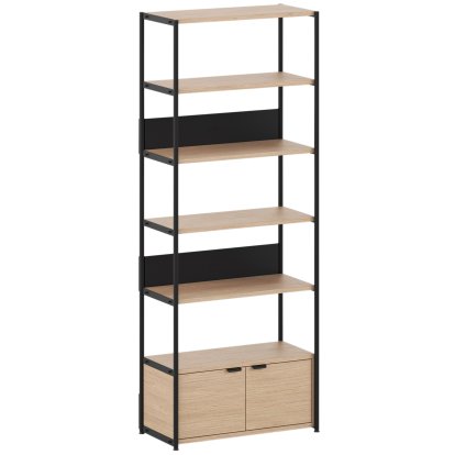 Unit Regal Holz, 215 cm , 1 x Doppeltür, Eiche / Graphitschwarz