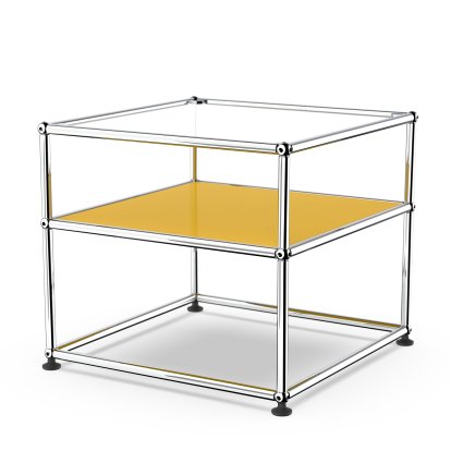 USM Haller Beistelltisch Typ 2, Glas, Goldgelb RAL 1004