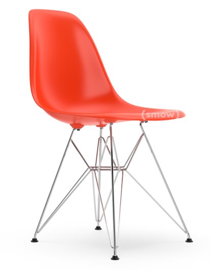 Eames Plastic Side Chair DSR, Rot (poppy red), Ohne Polsterung, Ohne Polsterung, Standardhöhe - 43 cm, Verchromt