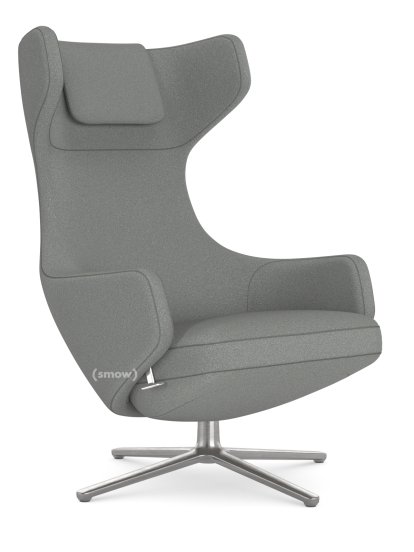 Grand Repos Loungesessel, Sessel Grand Repos, Stoff Cosy 2 Kieselgrau, 45 cm, Poliert