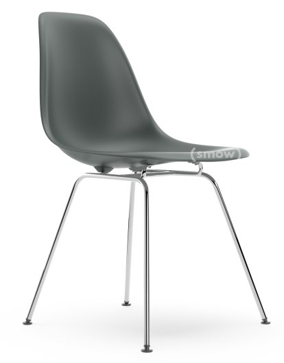 Eames Plastic Side Chair DSX, Granitgrau, Ohne Polsterung, Ohne Polsterung, Standardhöhe - 43 cm, Verchromt