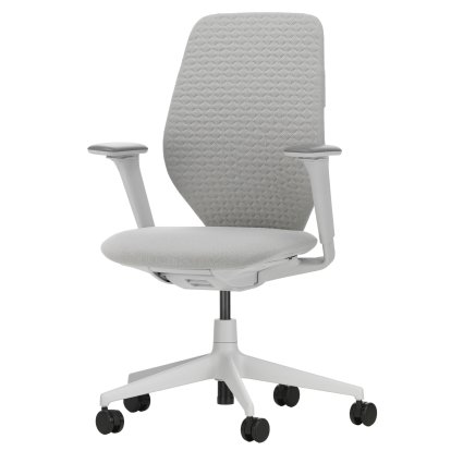 ACX Soft Bürodrehstuhl, Mit Vorwärtsneigung, mit Sitztiefenverstellung, 3D-Armlehnen F, Soft grey, Sitz Grid Knit, stone grey, Weiche Rolle für harte Böden