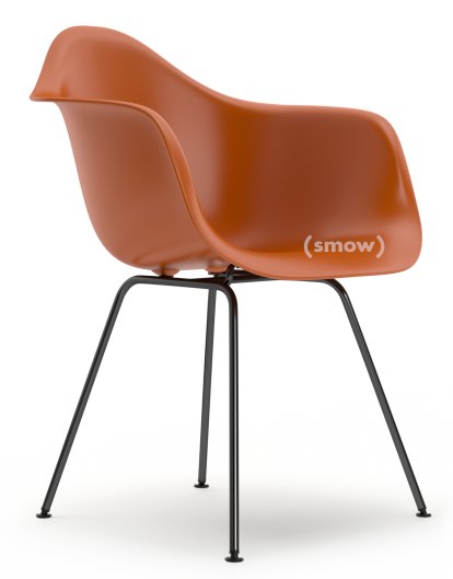 Eames Plastic Armchair DAX, Rostorange, Ohne Polsterung, Ohne Polsterung, Standardhöhe - 43 cm, Beschichtet basic dark
