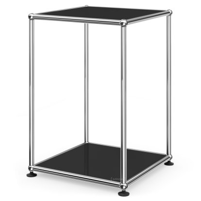 USM Haller Hoher Beistelltisch 35, Oben und unten Metall, Graphitschwarz RAL 9011