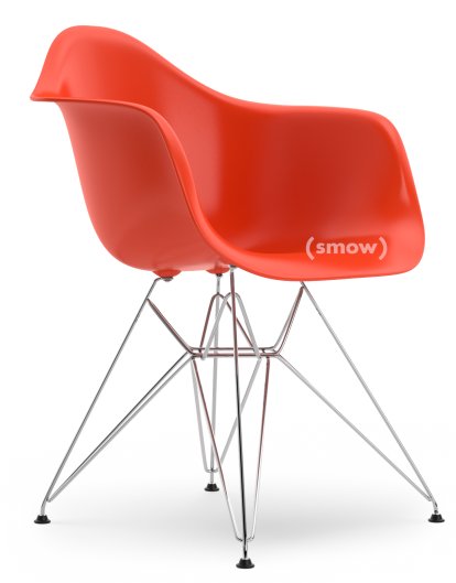 Eames Plastic Armchair DAR, Rot (poppy red), Ohne Polsterung, Ohne Polsterung, Standardhöhe - 43 cm, Verchromt