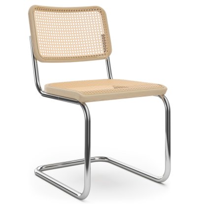 S 32 V Pure Materials Freischwinger, Esche / natur, Verchromt, Kunststoffgleiter schwarz mit Filz