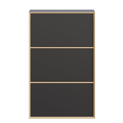 Vertiko Schuhschrank, Drei Schubkästen, Schwarz matt
